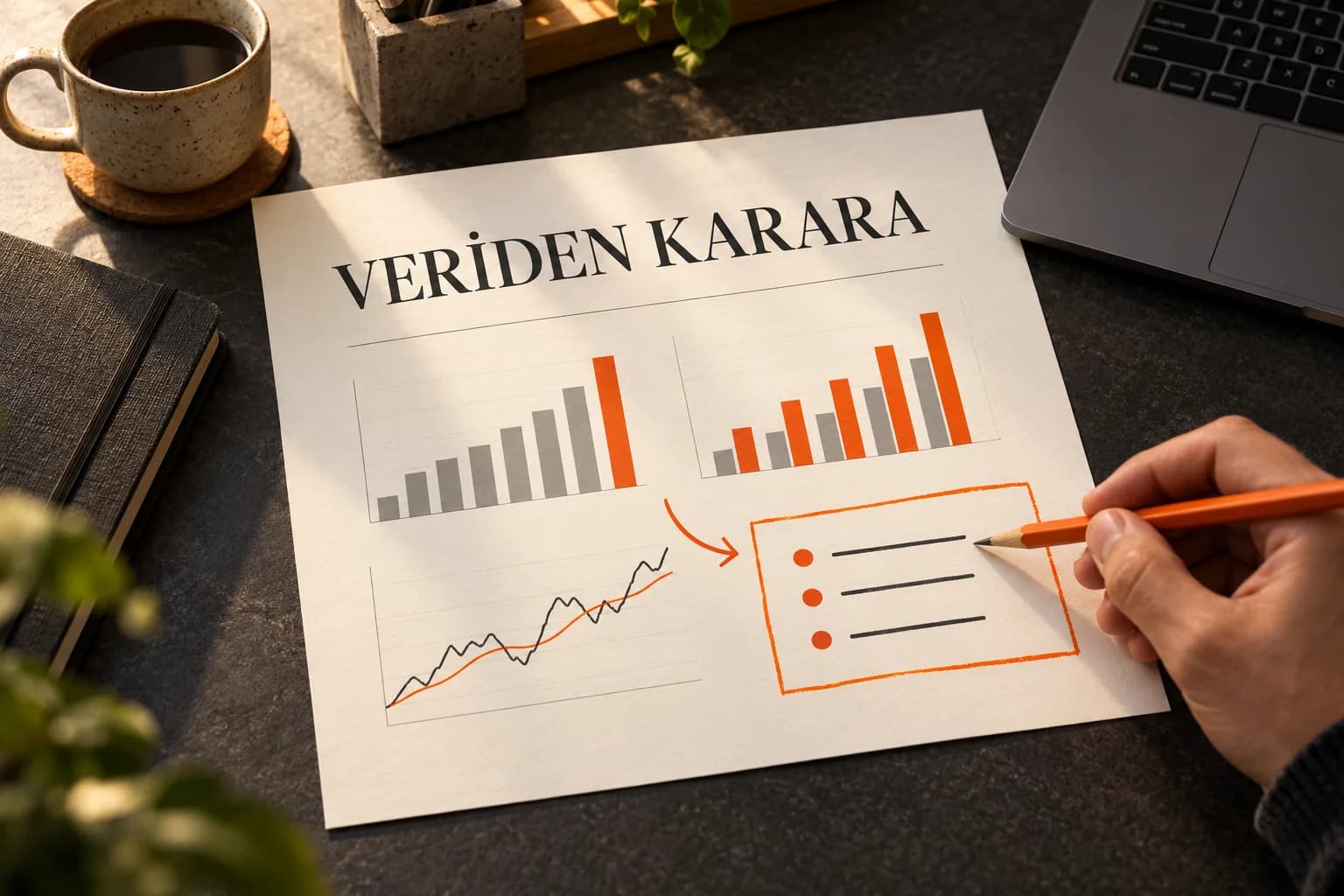 Grafiklerden eylem kararına geçişi gösteren kavramsal ölçüm raporu.